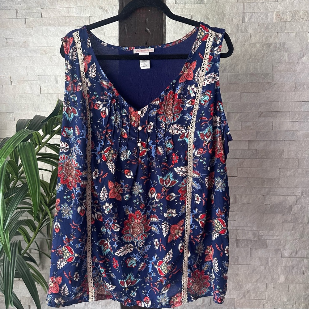 Claudia Richards Paisley Boho Multicolor Sleeveless Blouse Size 2X